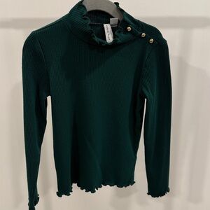Janie and Jack girls Green Ruffled Top with gold buttons size 5